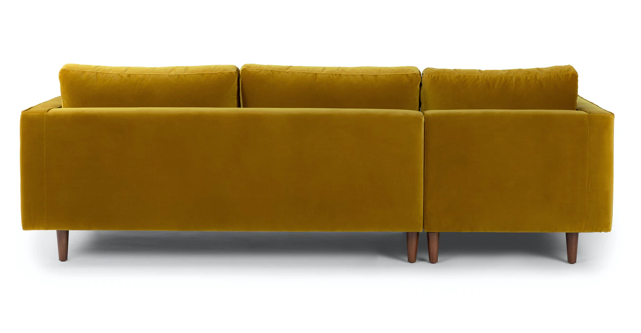 Barcelona Upholstered Yarrow Gold Velvet Corner Sofa 3