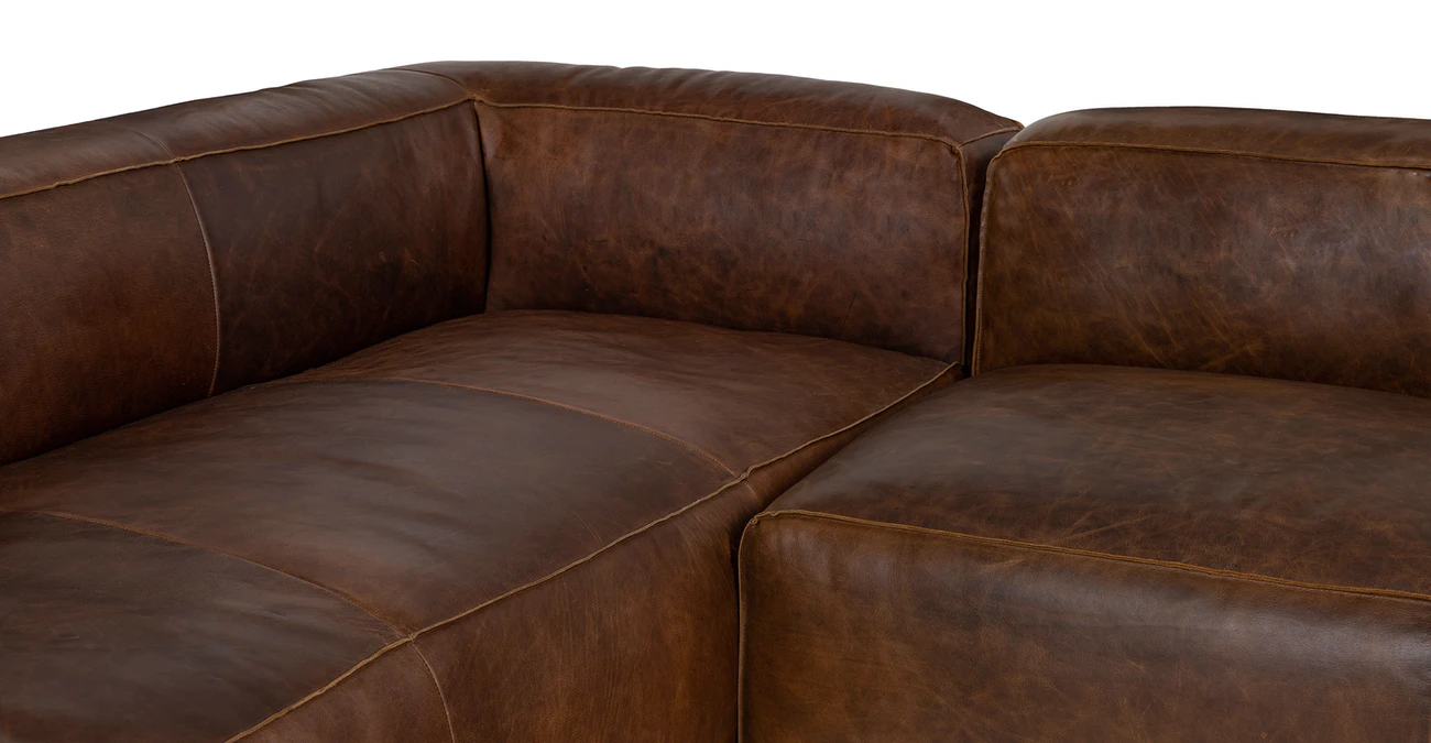 Chicago Upholstered Rawhide Brown Leather Corner Sofa 3