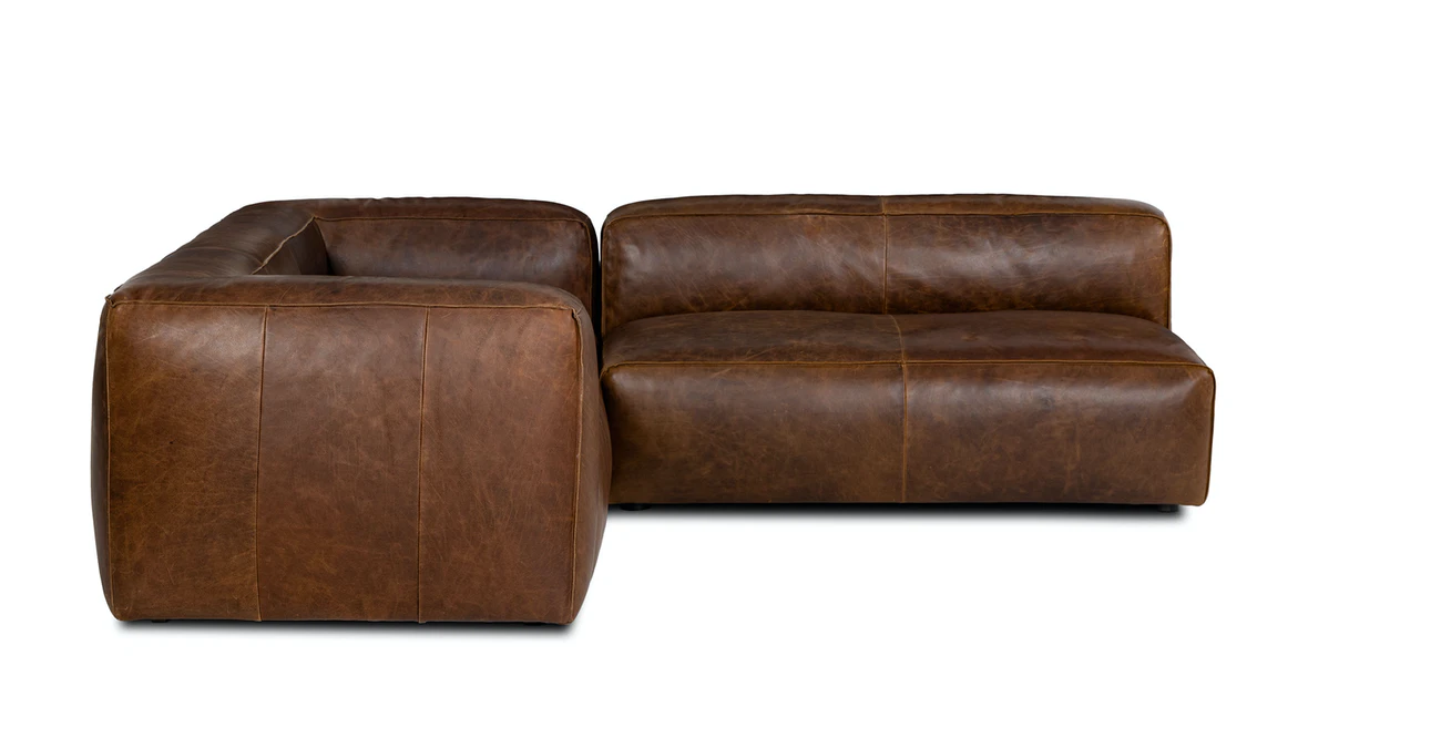 Chicago Upholstered Rawhide Brown Leather Corner Sofa 1