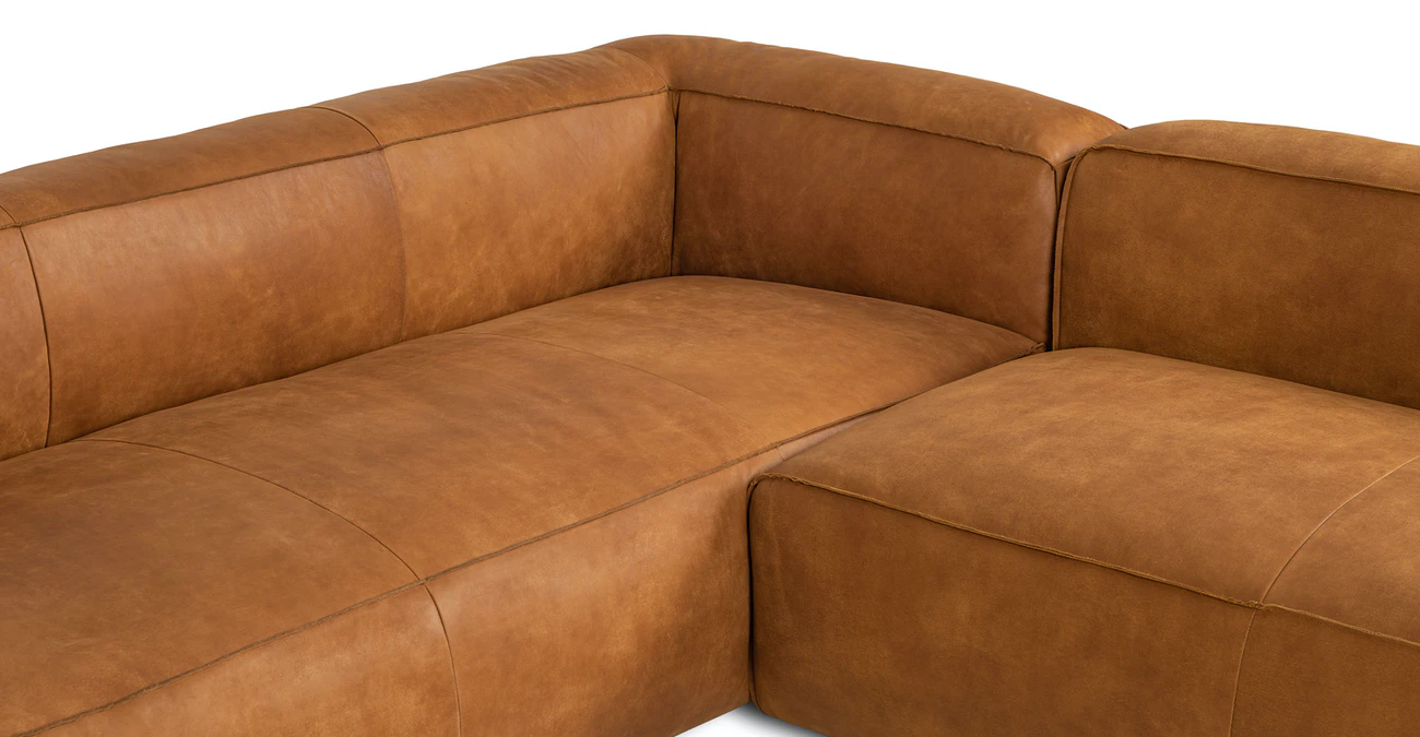 Chicago Upholstered Rawhide Tan Leather Corner Sofa 3