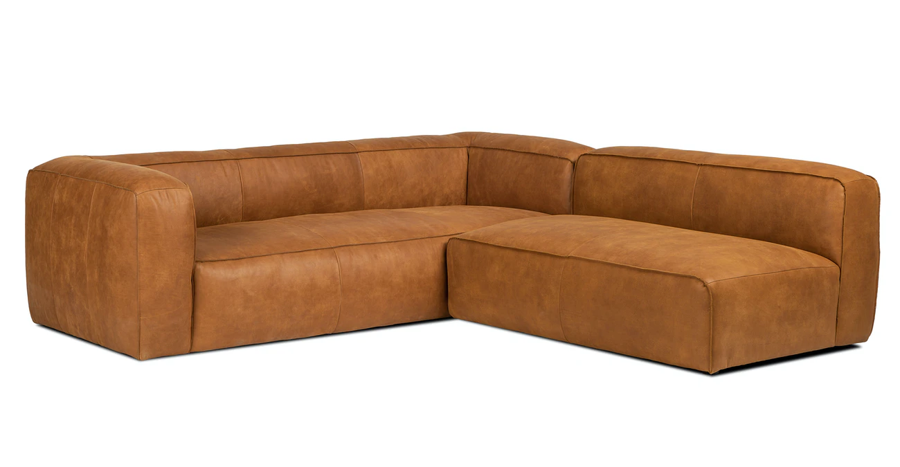 Chicago Upholstered Rawhide Tan Leather Corner Sofa 4