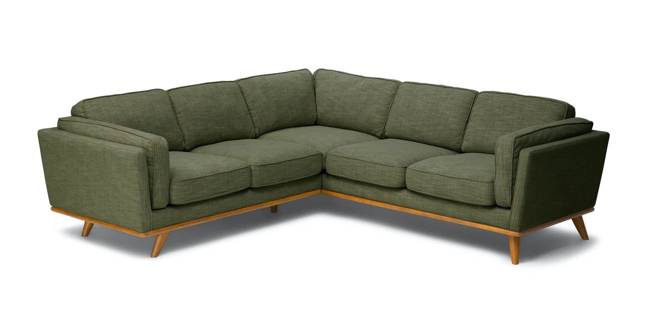 Milan Upholstered 5-Seaters Green Corner Sofa 1