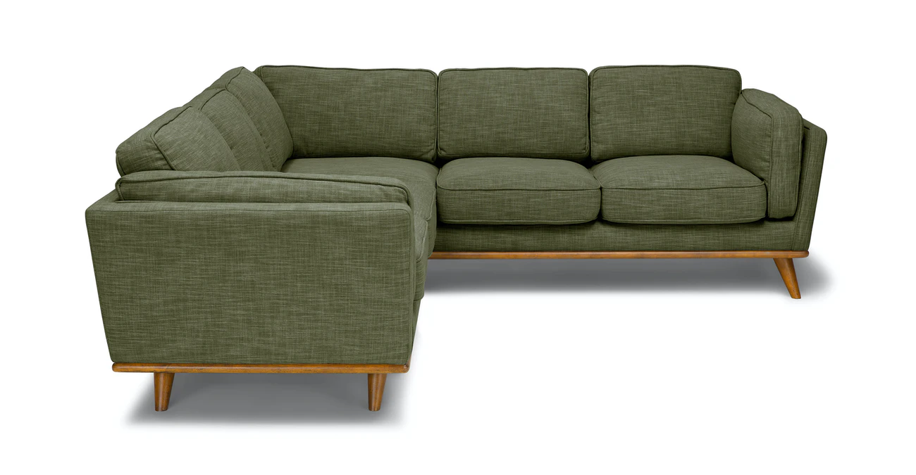 Milan Upholstered 5-Seaters Green Corner Sofa