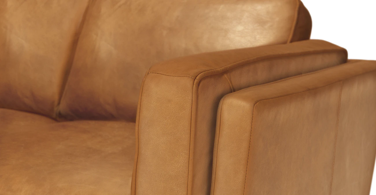 Milan Upholstered 5-Seaters Tan Leather Corner Sofa UK 2