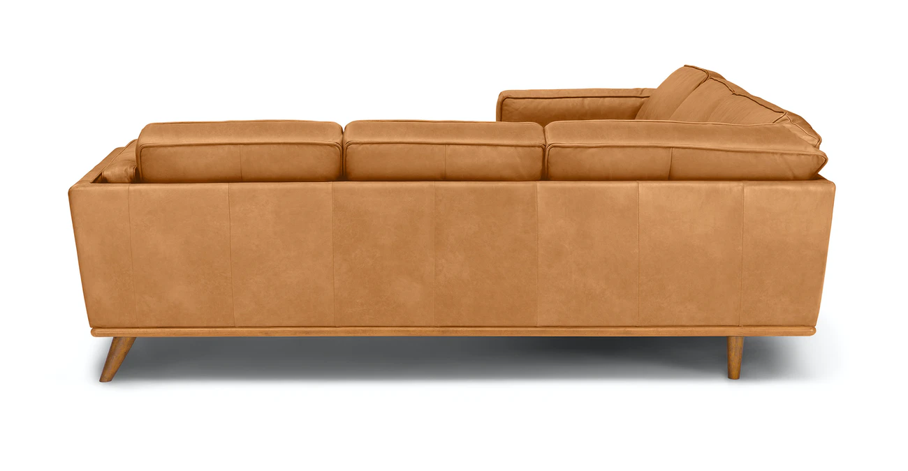 Milan Upholstered 5-Seaters Tan Leather Corner Sofa UK 1