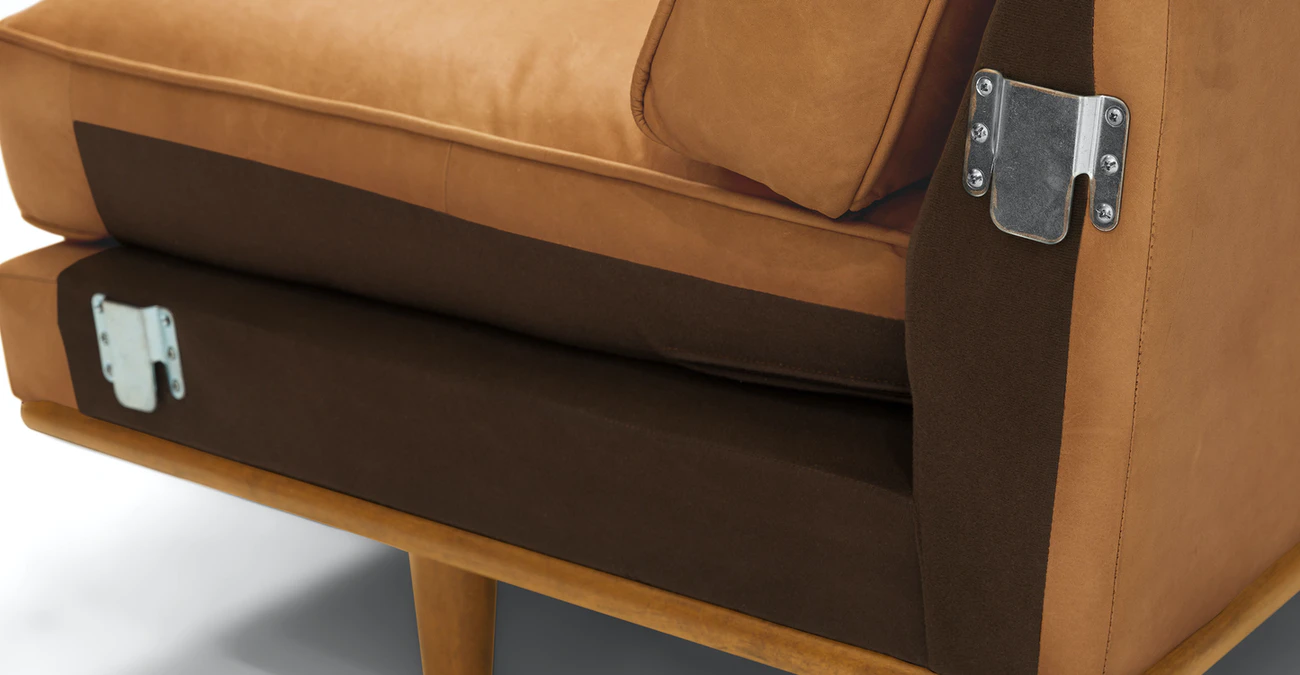 Milan Upholstered 5-Seaters Tan Leather Corner Sofa UK 4