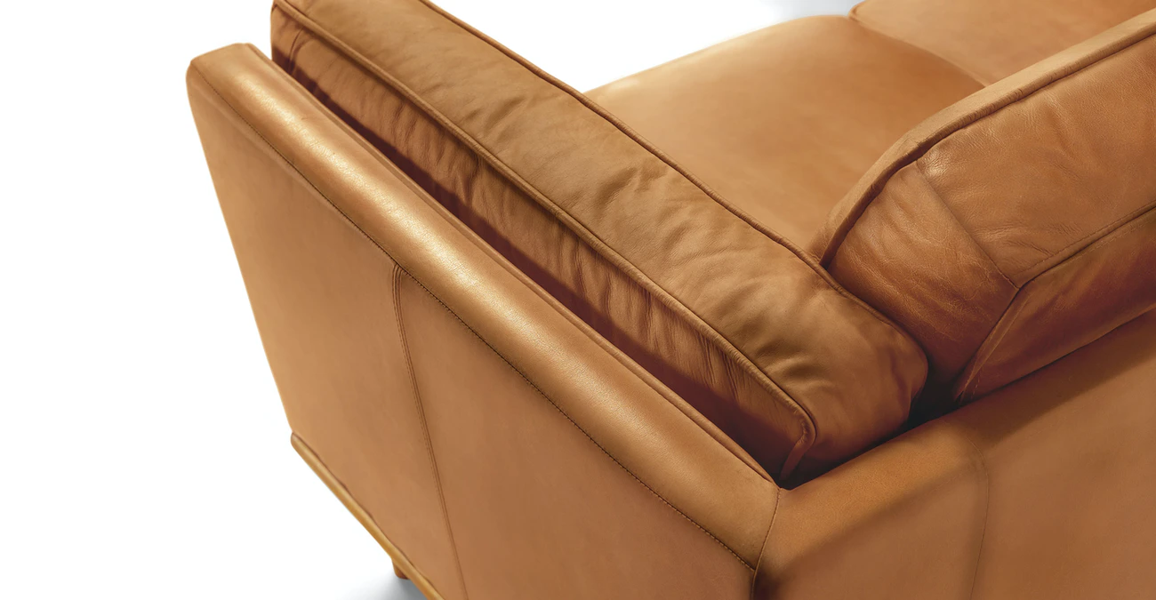 Milan Upholstered 5-Seaters Tan Leather Corner Sofa UK 3