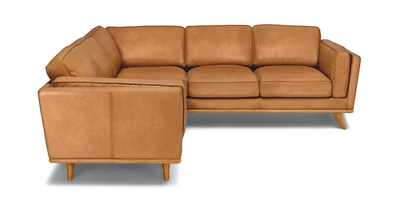 Milan Upholstered 5-Seaters Tan Leather Corner Sofa UK