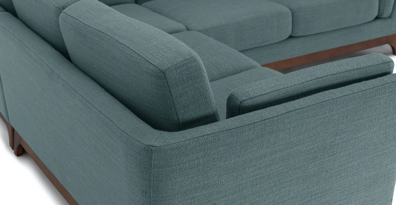 Milo Upholstered Aquarius Aqua Fabric Corner Sofa 3