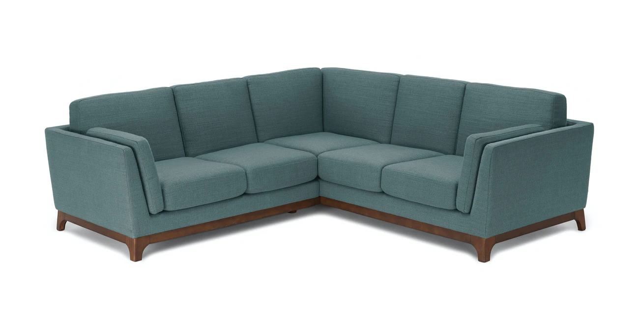 Milo Upholstered Aquarius Aqua Fabric Corner Sofa 7