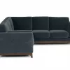 Milo Upholstered Deep Sea Blue Velvet Corner Sofa 7