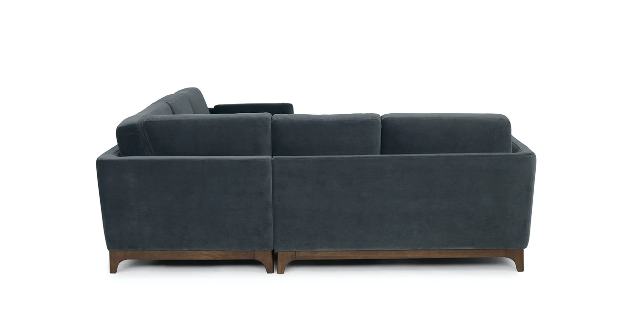 Milo Upholstered Deep Sea Blue Velvet Corner Sofa 2