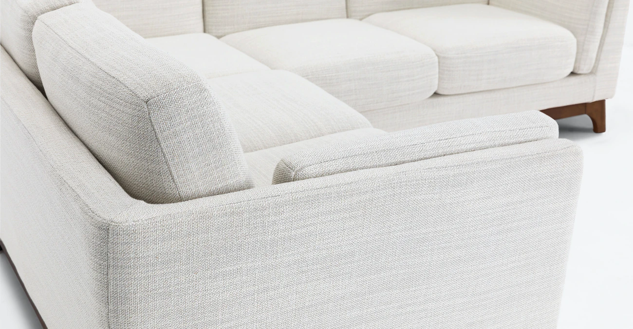 Milo Upholstered Fresh White Fabric Corner Sofa 2