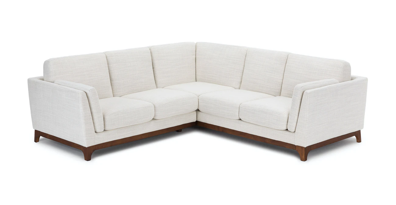 Milo Upholstered Fresh White Fabric Corner Sofa 6