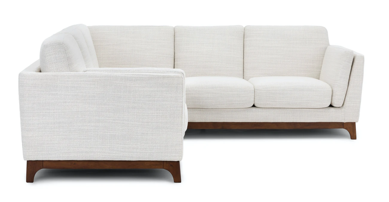 Milo Upholstered Fresh White Fabric Corner Sofa 1