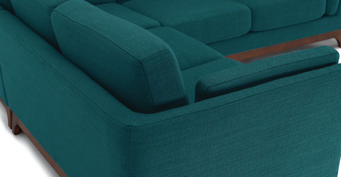 Milo Upholstered Lagoon Blue Fabric Corner Sofa 2