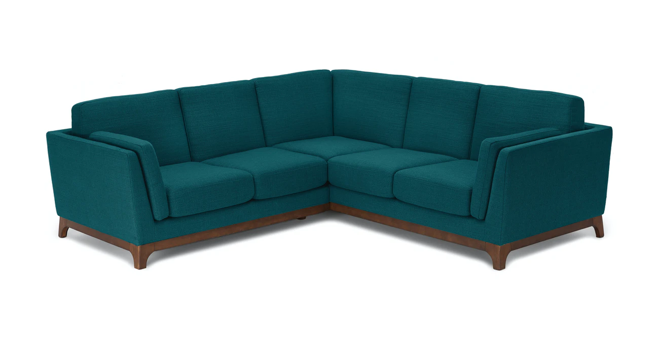 Milo Upholstered Lagoon Blue Fabric Corner Sofa 7