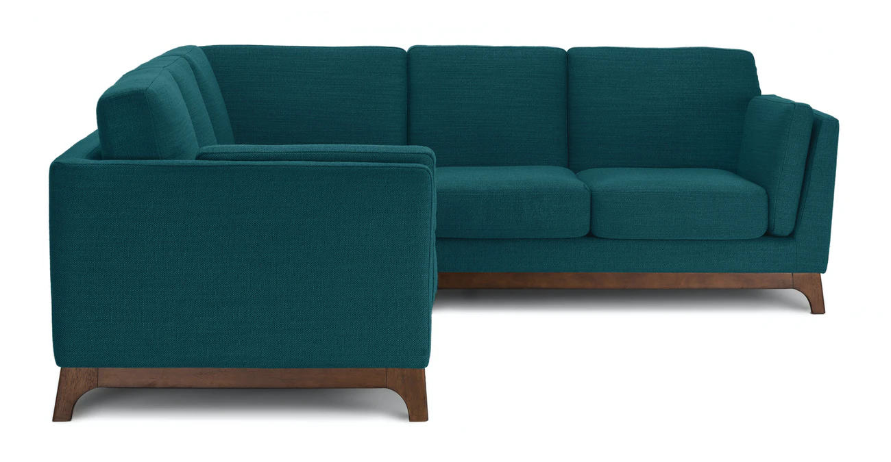 Milo Upholstered Lagoon Blue Fabric Corner Sofa 1