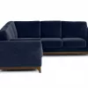 Milo Upholstered Maren Blue Velvet Corner Sofa 7