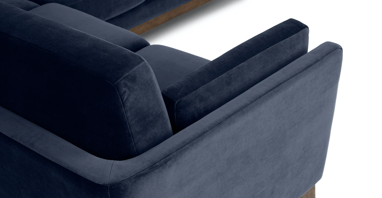 Milo Upholstered Maren Blue Velvet Corner Sofa 3