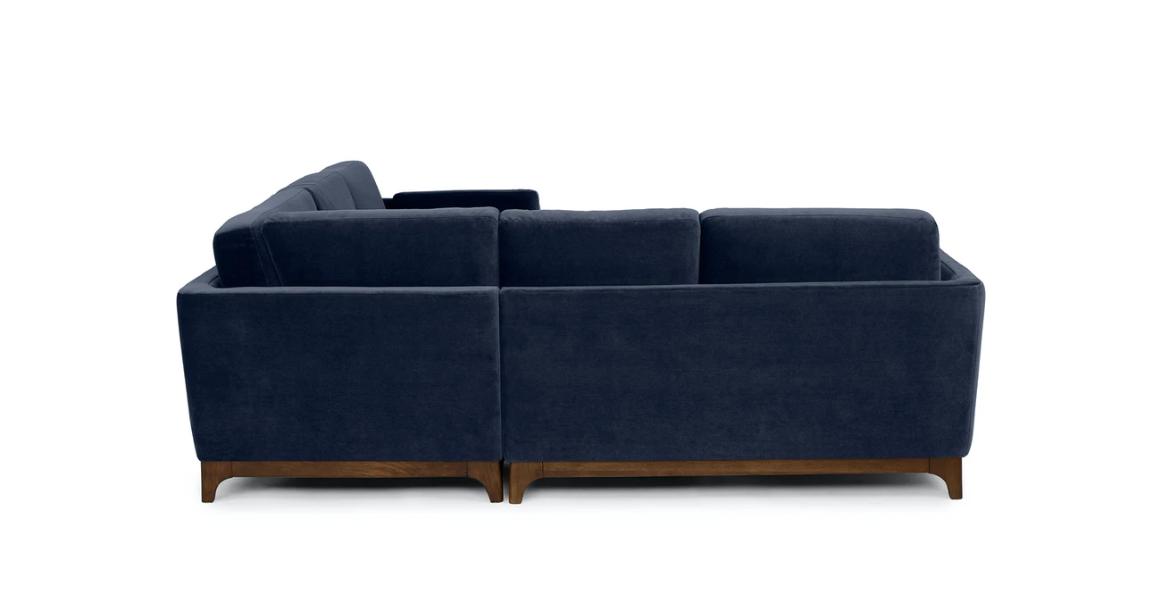 Milo Upholstered Maren Blue Velvet Corner Sofa 2