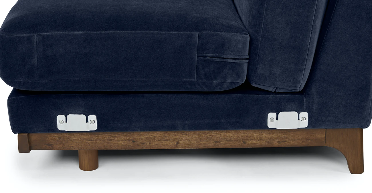 Milo Upholstered Maren Blue Velvet Corner Sofa 5