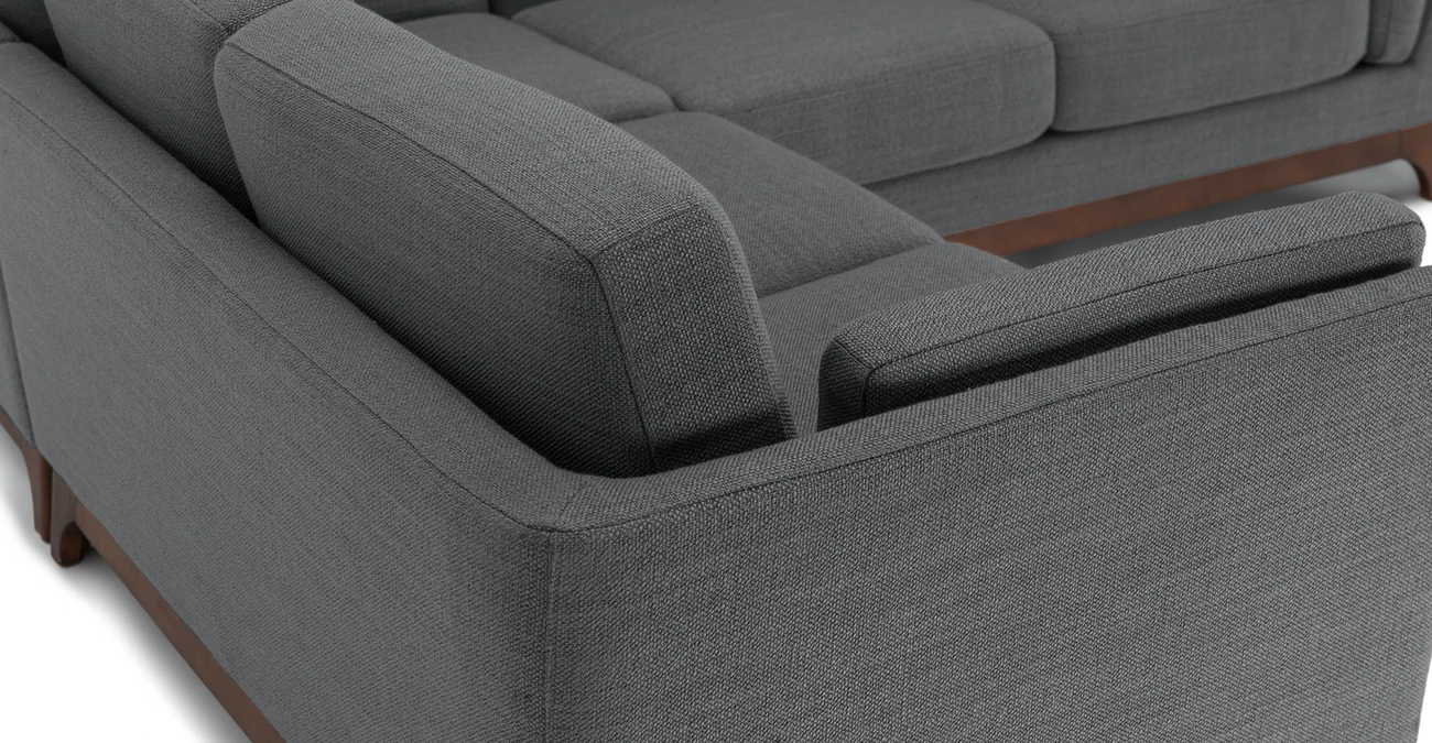 Milo Upholstered Pyrite Gray Fabric Corner Sofa 2