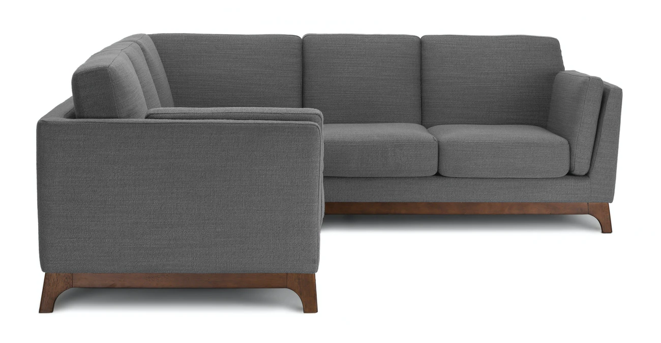 Milo Upholstered Pyrite Gray Fabric Corner Sofa 1