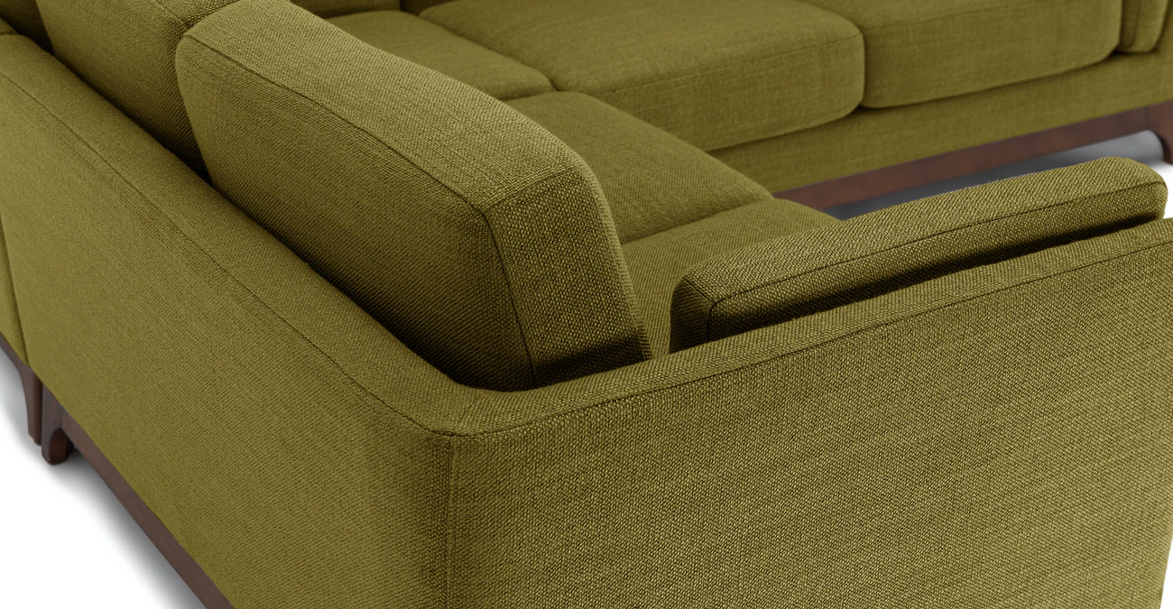 Milo Upholstered Seagrass Green Fabric Corner Sofa 3