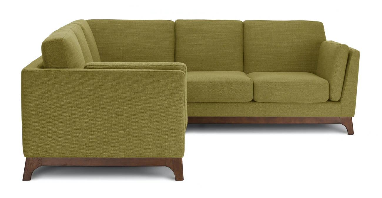 Milo Upholstered Seagrass Green Fabric Corner Sofa 1