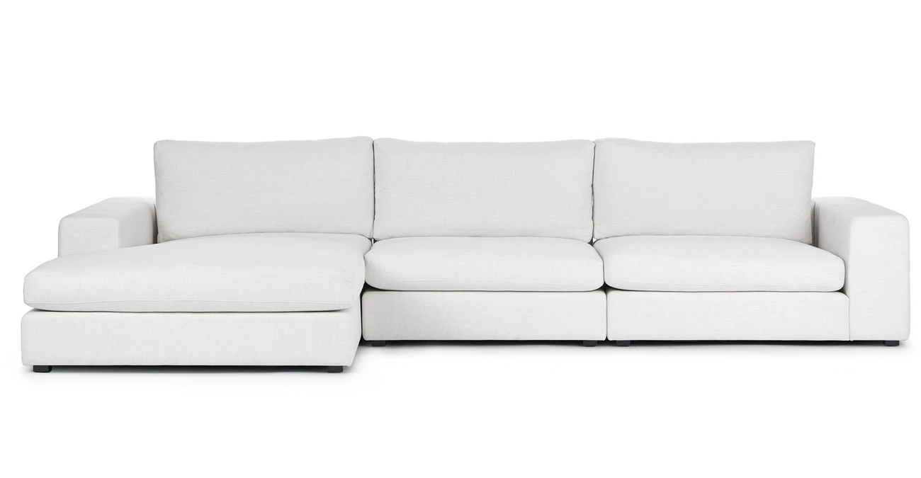 Vedori Upholstered 3-Seaters Quartz White Corner Sofa 1