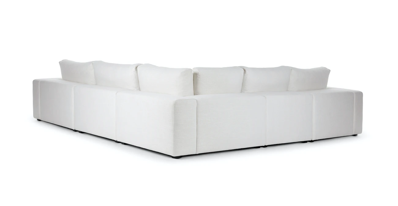 Vedori Upholstered 5-Seaters Quartz White Corner Sofa 2