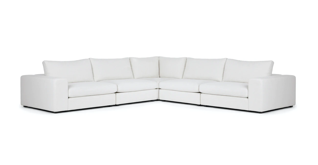 Vedori Upholstered 5-Seaters Quartz White Corner Sofa 4