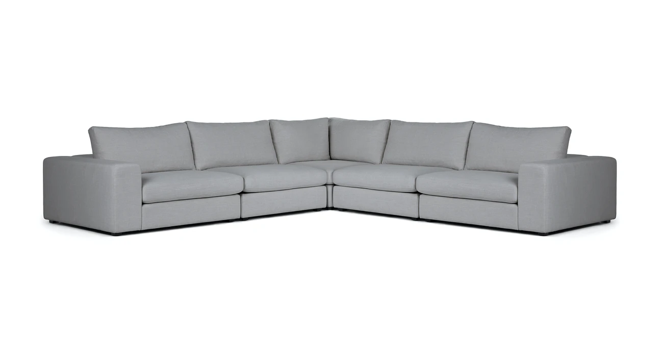 Vedori Upholstered 5-Seaters Summit Gray Corner Sofa 5