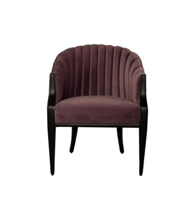 Bogo Upholstered Striped Armchair with Black Legs Dark Purple