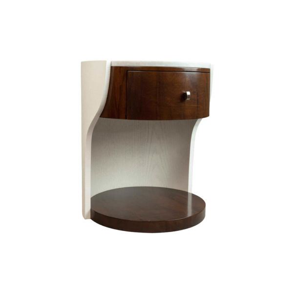 Corndell Cream White Small Bedside Table Side View