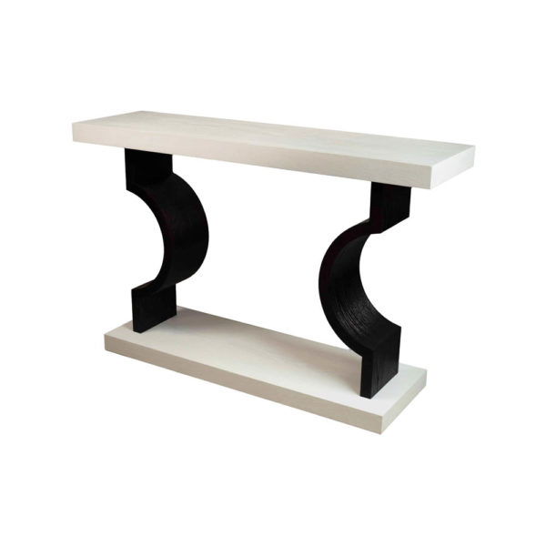Silviano Oak Cream Console Table With Curved Legs Side