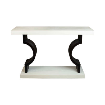 silviano Lacquer Cream White Wood Console Table