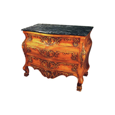 Hand Carved 3 Drawers Chest with Marble Top B