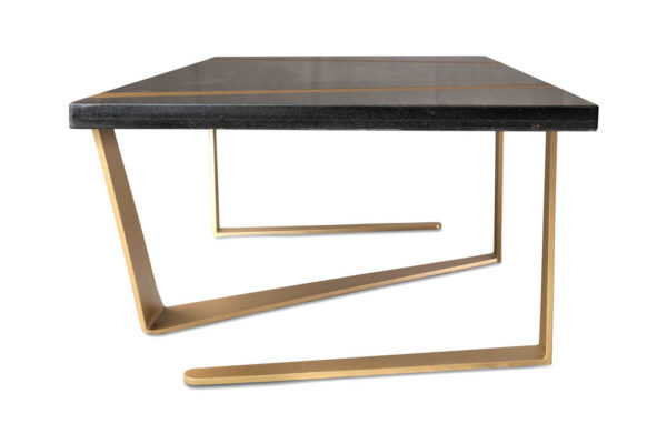 Anais Rectangular Marble and Brass Coffee Table Side View