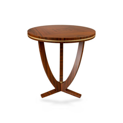 Austin Round Three Legged Side Table with Brass Inlay