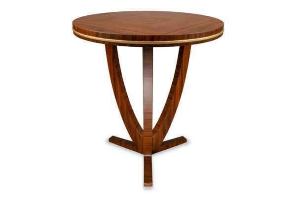 Austin Round Three Legged Side Table with Brass Inlay