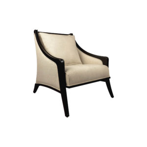 Chord Beige Linen Armchair with Wooden Frame and Cushion Side View