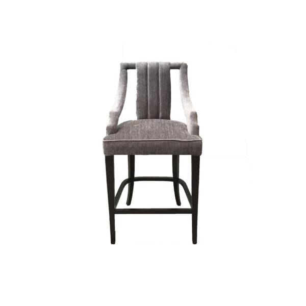 Shelley Gray Velvet Bar Stool with Stainless Steel Inlay