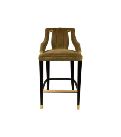 Shelley Velvet Bar Stool with Stainless Steel Inlay