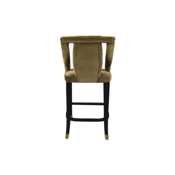 Shelley Velvet Bar Stool with Stainless Steel Inlay Back