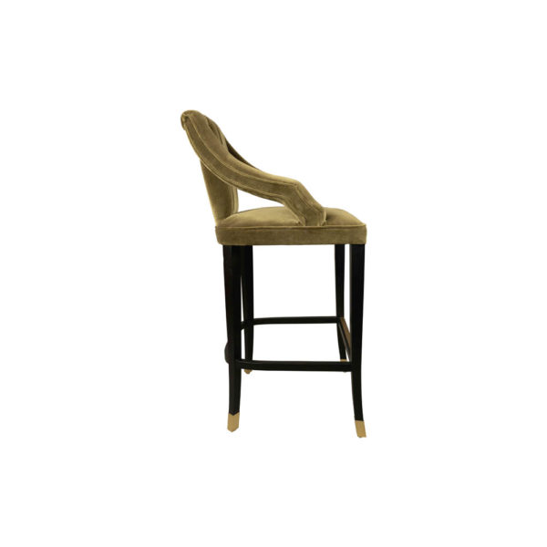 Shelley Velvet Bar Stool with Stainless Steel Inlay Side