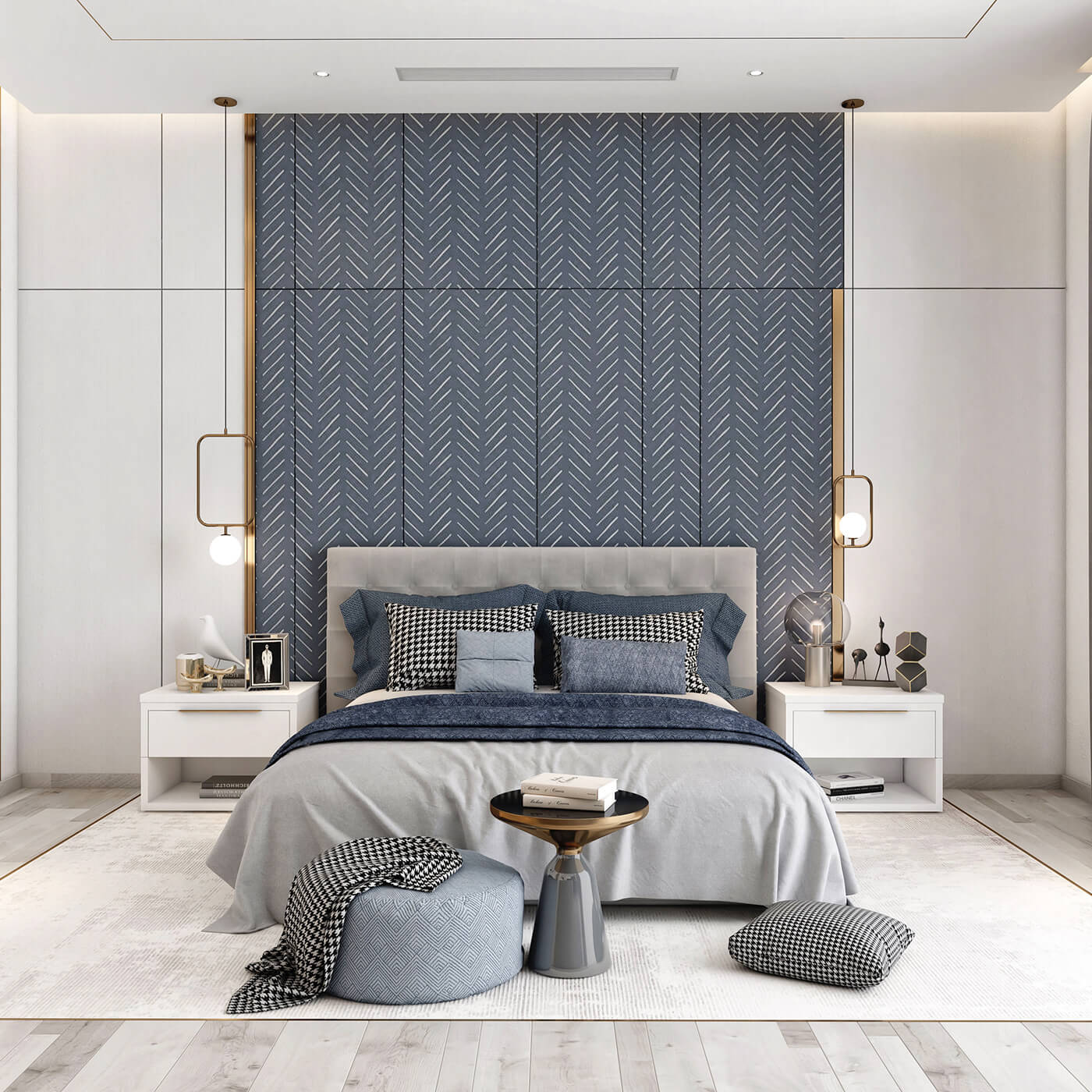 Luxury Upholstered Grey Bed | Walnut Beds | Modern Bedrooms