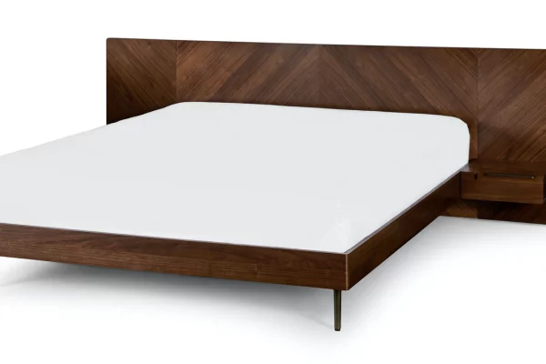 Jessica Walnut Wood Bed Frame With Nightstand