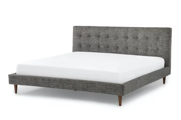 Millie Upholstered Tufted Dark Grey Fabric Bed